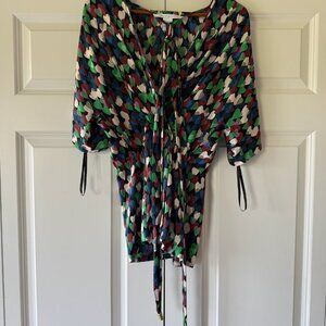 Diane von Furstenberg Silk Wrap Dress Multicolor Print Size 8